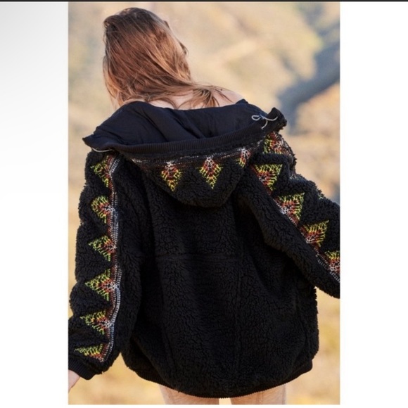 Free People sherpa jacket in black NWOT - Picture 1 of 6